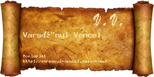 Varsányi Vencel névjegykártya
